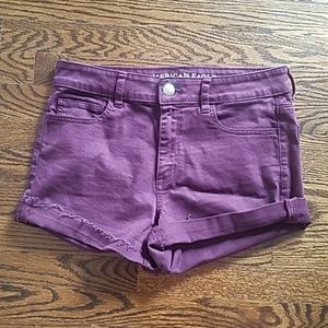 American Eagle Burgundy High Waisted Shorts